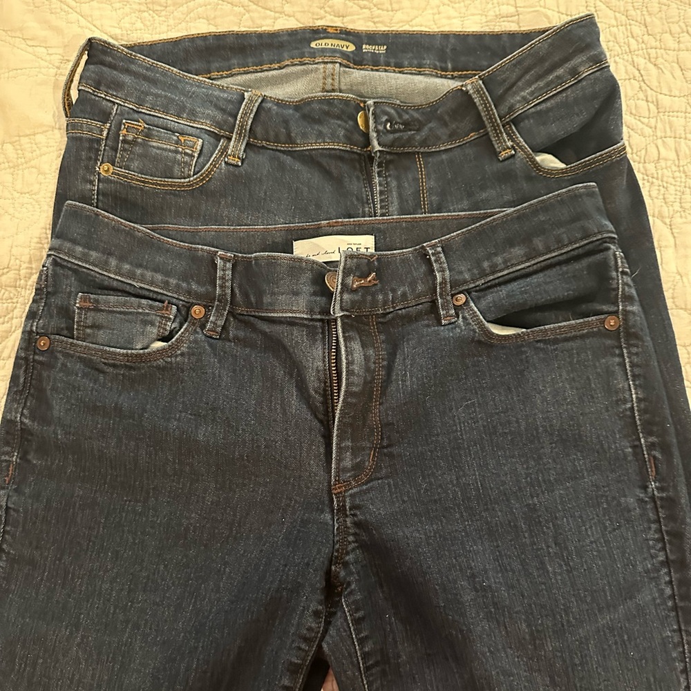 Two pair dark wash straight cut jeans Size 6 / 28